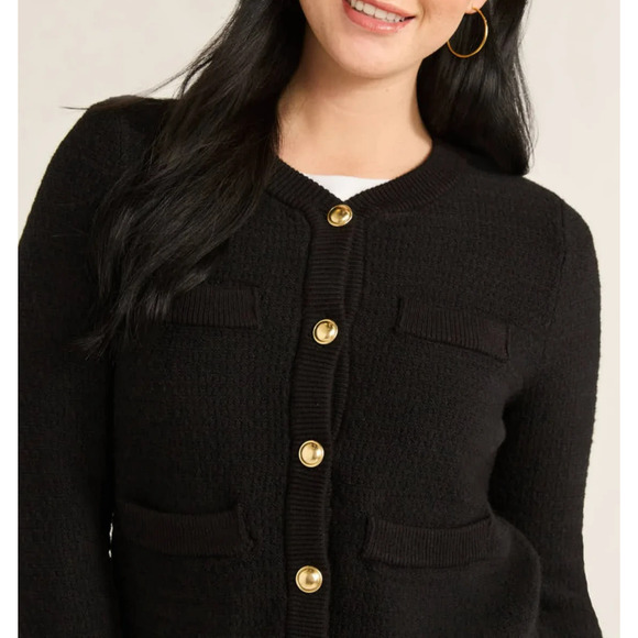 Free Assembly Womens Welt Pocket Cardigan Sweater Black Soot Size XXL (20) - Picture 6 of 8